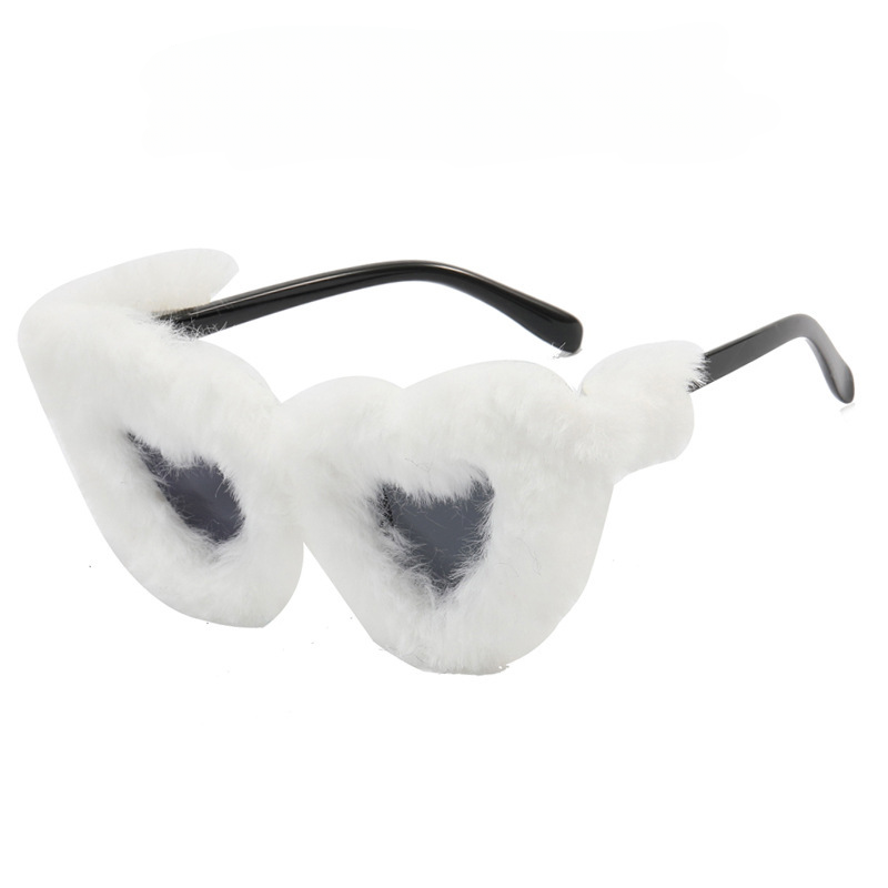 Y2K Style Plush Heart Sunglasses
