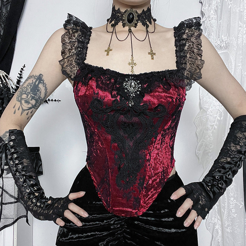 Women's Gothic Bodycon Mermaid Skirt and Lace Strap Set