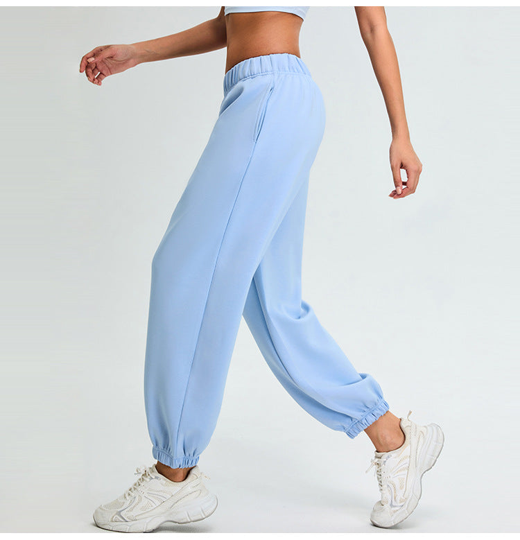 Women's high waist modal cotton cuffed running pants