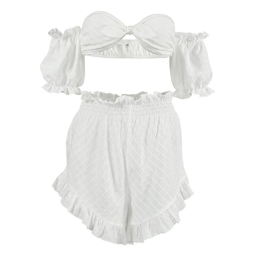 Sassy White Comfortable Two-Piece Shorts Pajama Set for Women