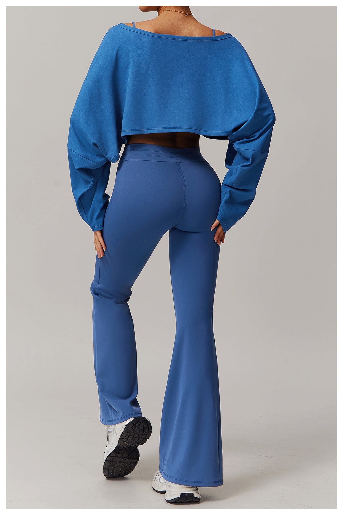 Women's Off-Shoulder Batwing Sleeve Fitness Top – Summer Long Sleeve Yoga Pullover