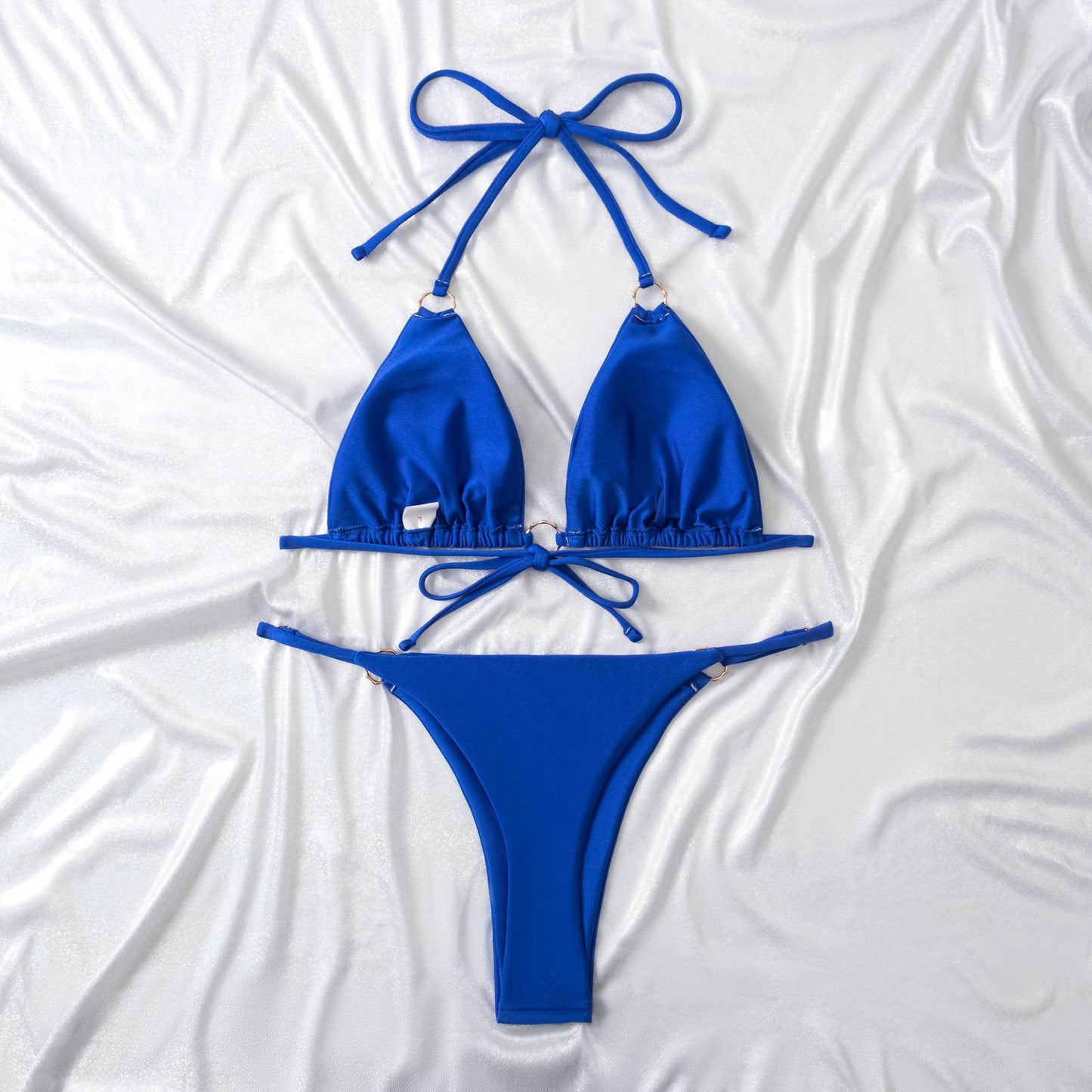 Ring Linked Halter Push Up Bikini Swimsuit