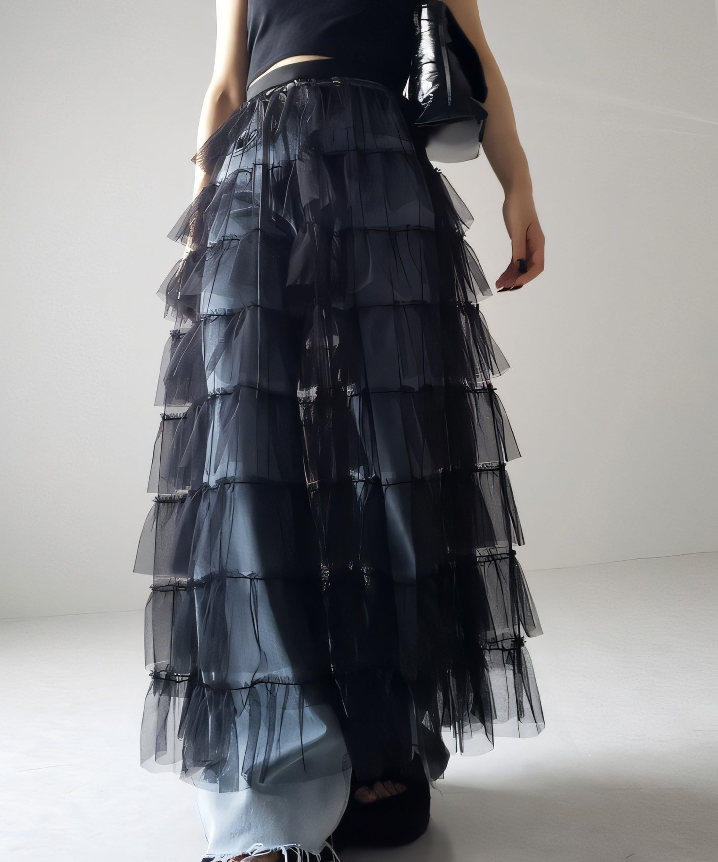 Women's Layered Elastic Waist Puff Tulle A-line Skirt, Sheer Mesh Design for All Occasions