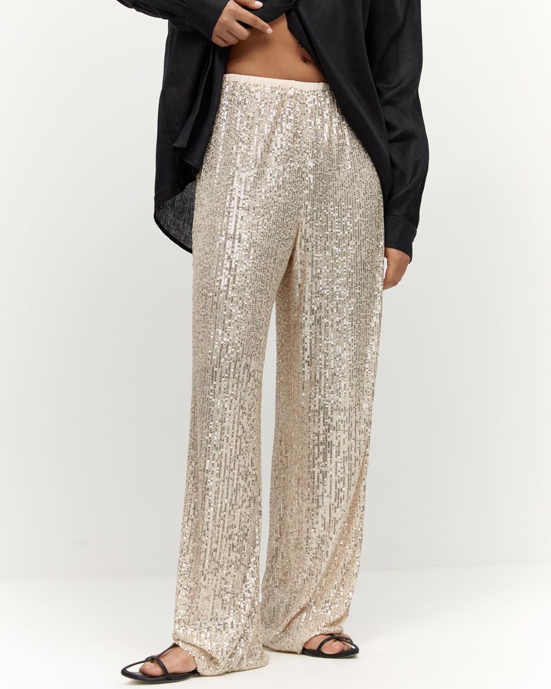 Sparkle Sequin Long Loose and High Waist Long Pants