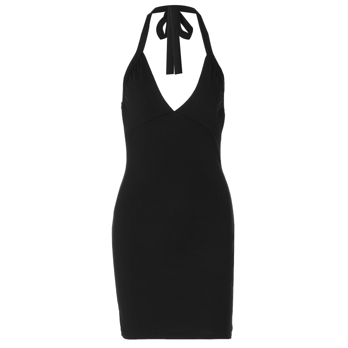 Women's Sexy Halter Deep V-Backless Bodycon Dress