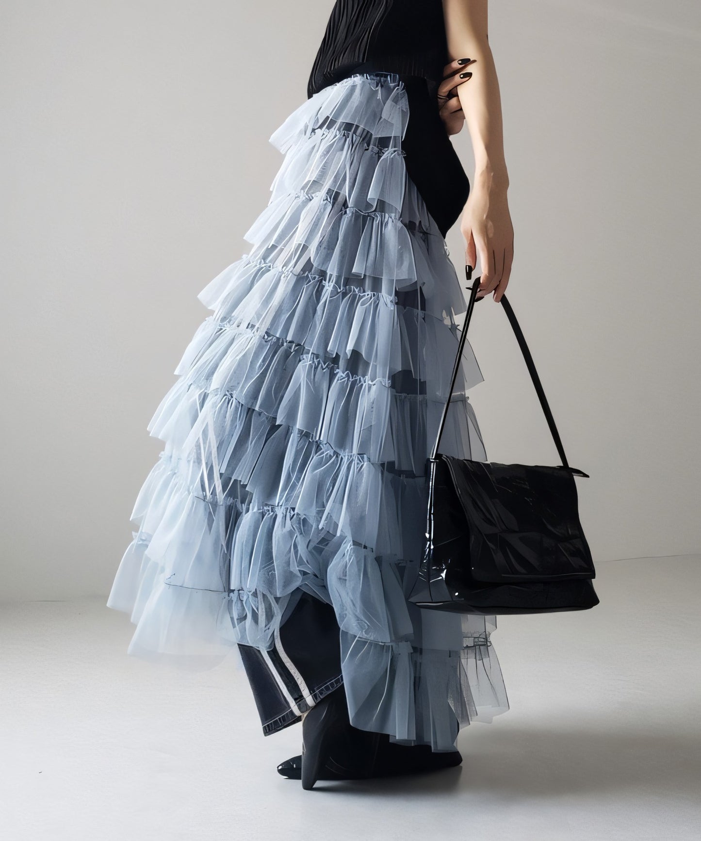 Women's Layered Elastic Waist Puff Tulle A-line Skirt, Sheer Mesh Design for All Occasions