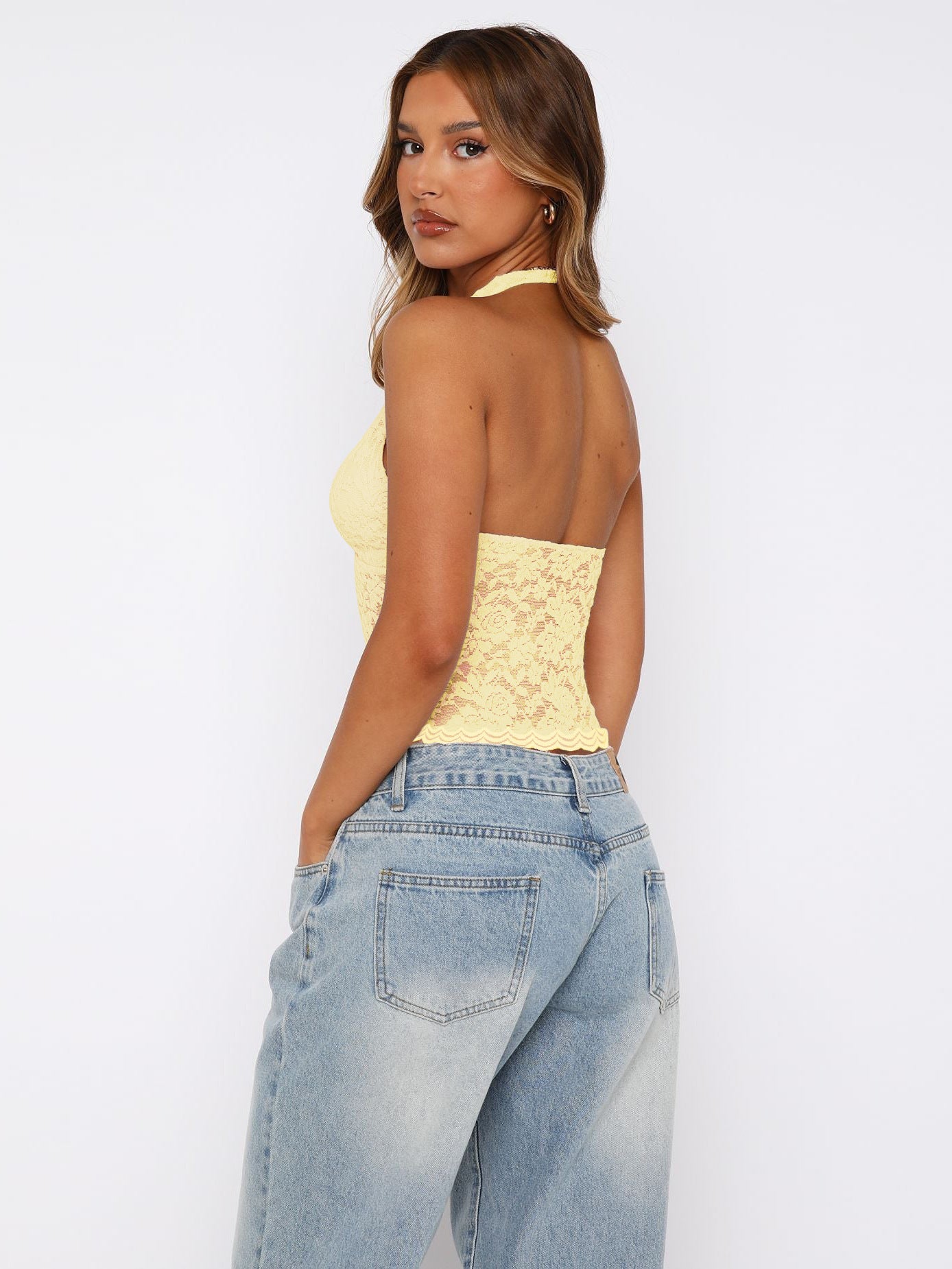 Women's Sexy Slim Lace Halter Backless Tank Top