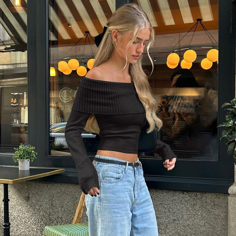 Women's Sexy Off-Shoulder Knit Slim Fit Top