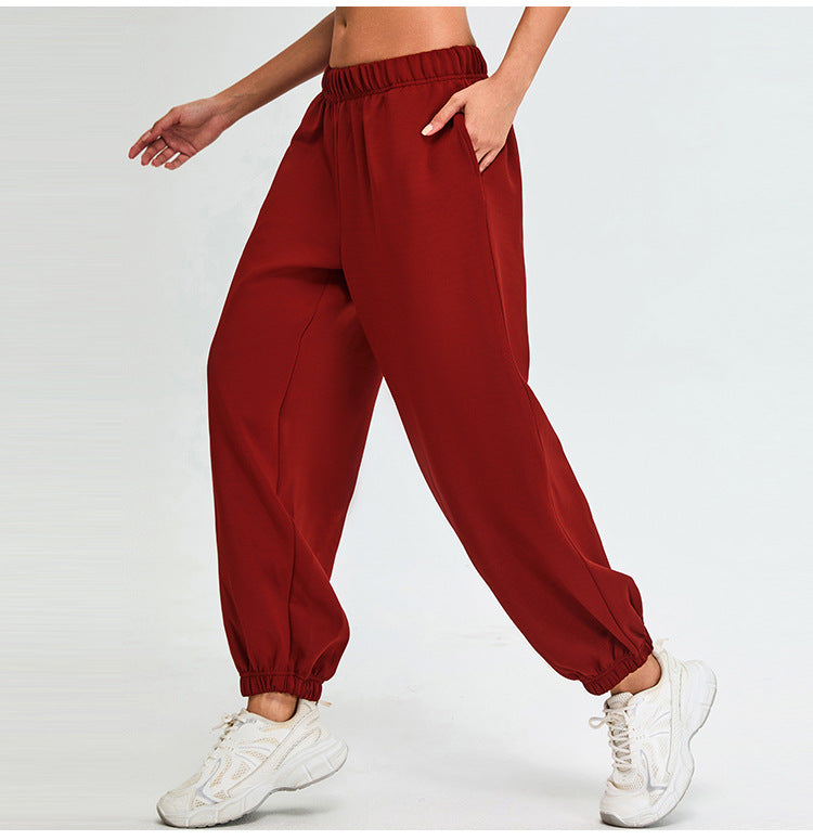 Women's high waist modal cotton cuffed running pants