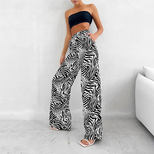 Make a Statement in Zebra Stripe Wide-leg Summer Pants, Unique and Trendy Casual Trousers for Women