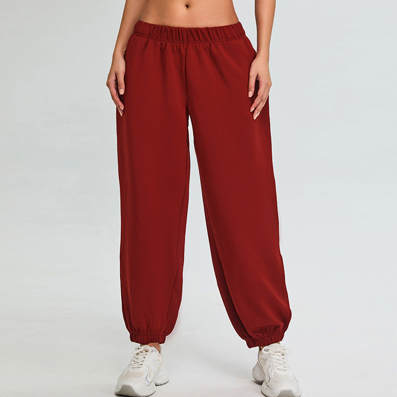Women's high waist modal cotton cuffed running pants