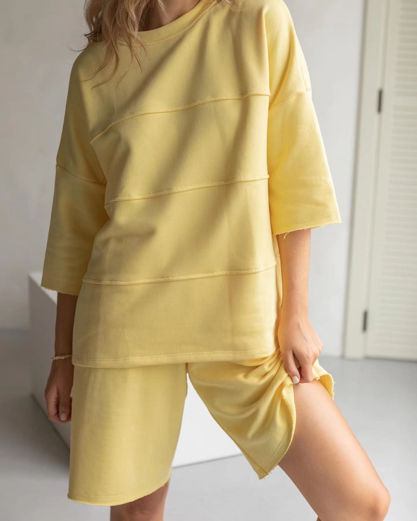 Patchwork T-shirt Short Sleeve Set