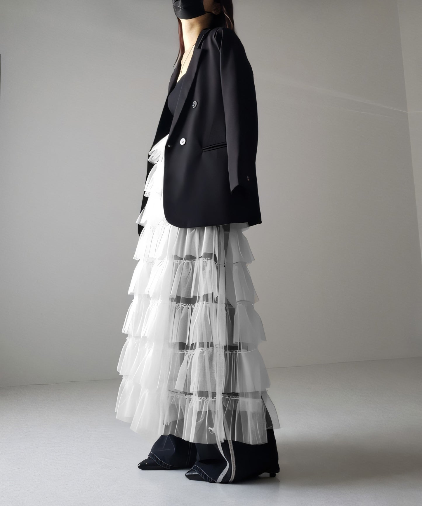 Women's Layered Elastic Waist Puff Tulle A-line Skirt, Sheer Mesh Design for All Occasions