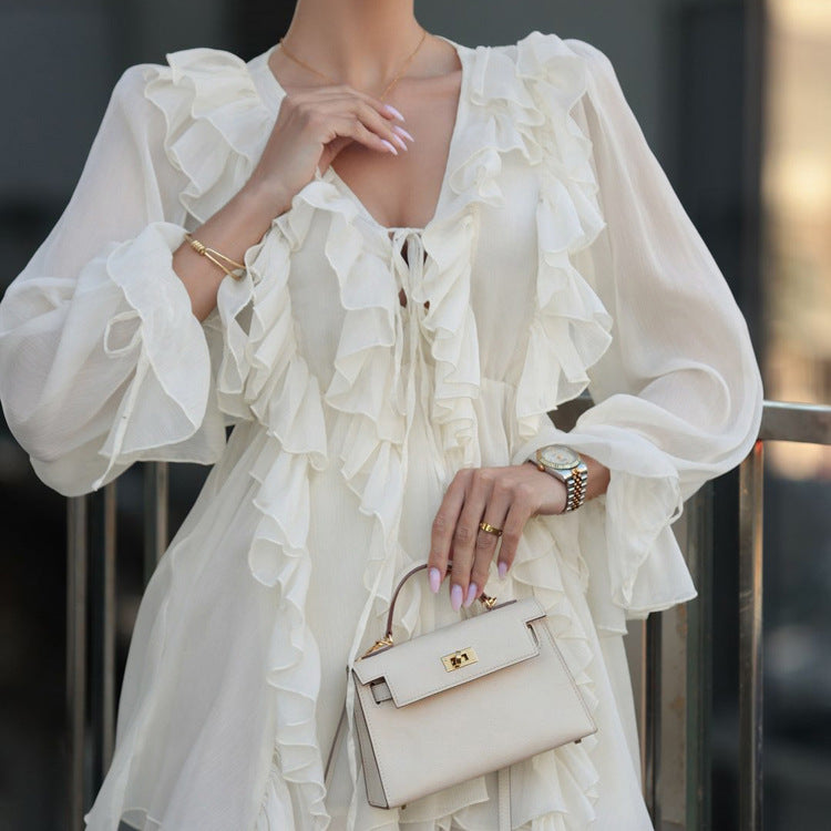 Women's French Ruffle Tie Dress
