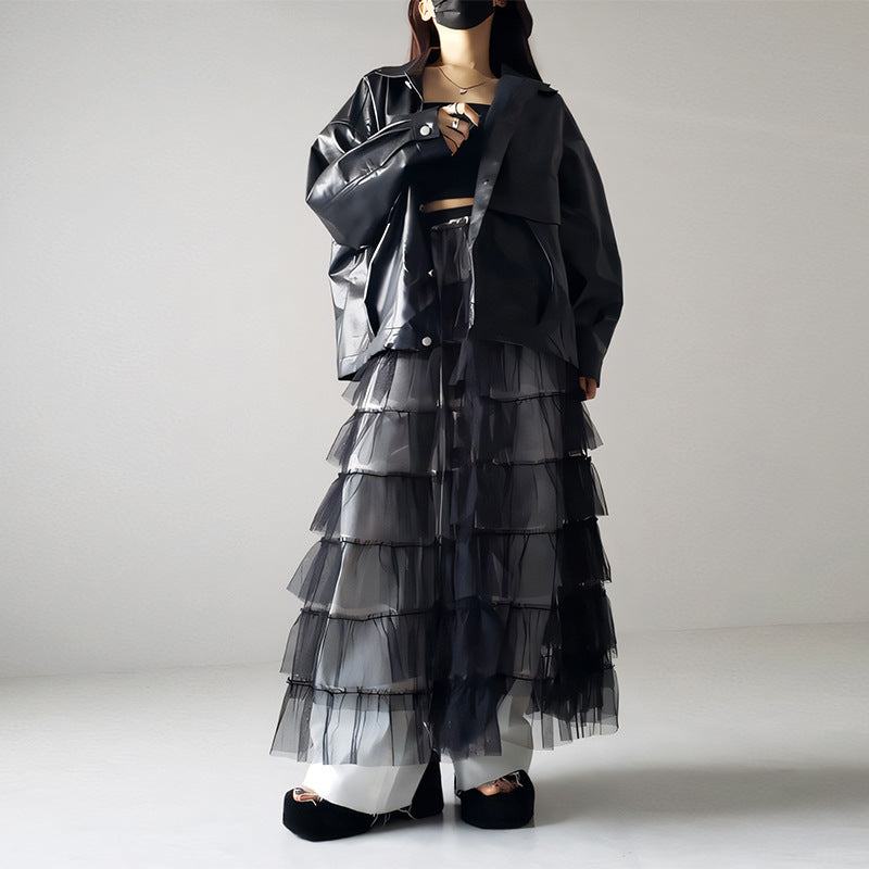 Women's Layered Elastic Waist Puff Tulle A-line Skirt, Sheer Mesh Design for All Occasions