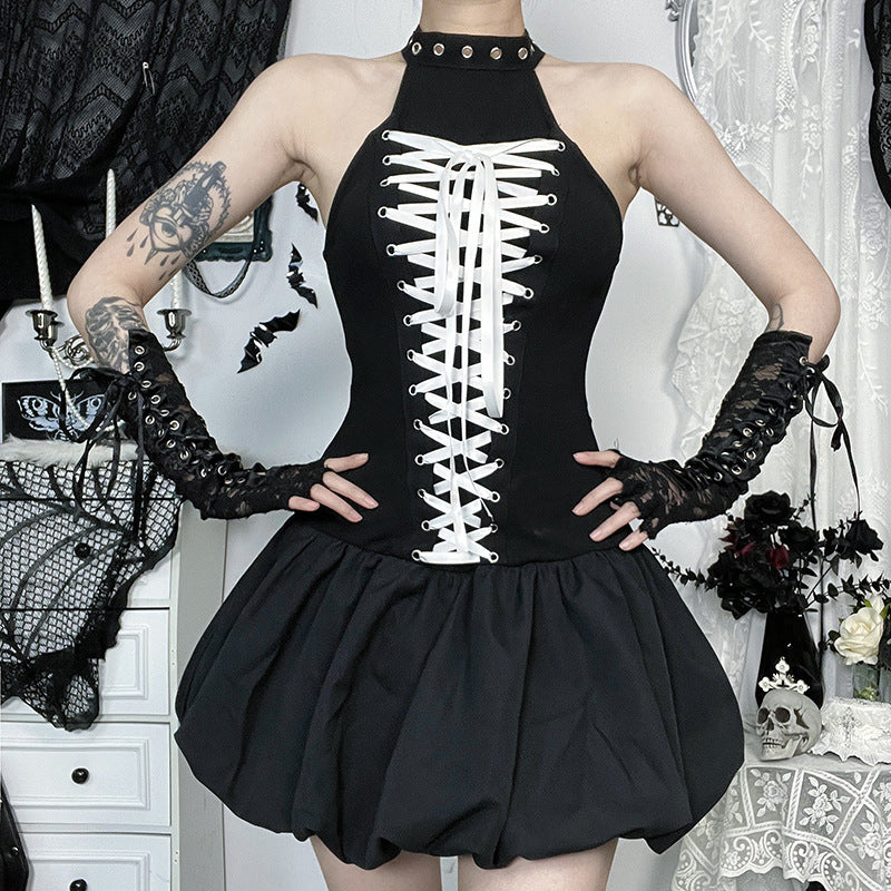 Women's Gothic halter neck vest dress