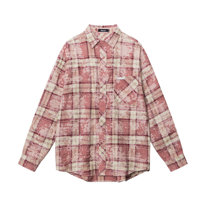 Women's Vintage Plaid Design Casual Loose Fit Shirt, Retro College Style