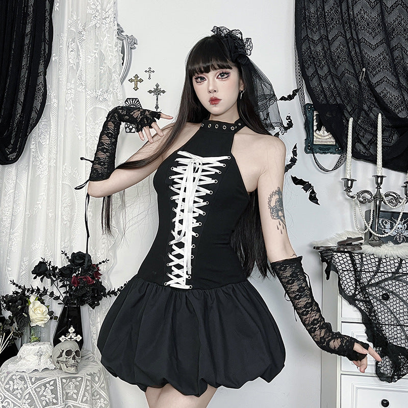 Women's Gothic halter neck vest dress