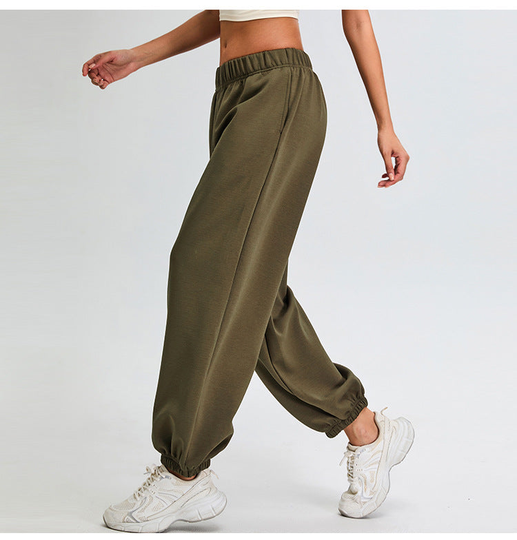 Women's high waist modal cotton cuffed running pants
