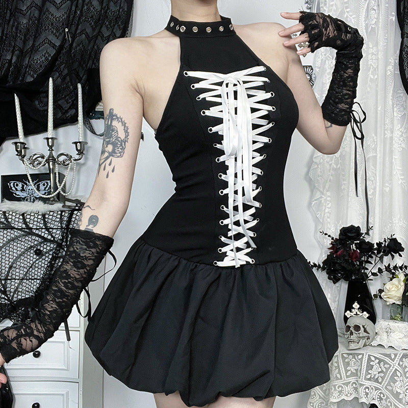 Women's Gothic halter neck vest dress