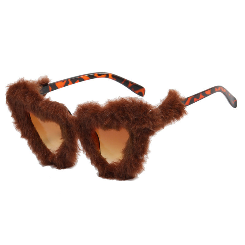Y2K Style Plush Heart Sunglasses