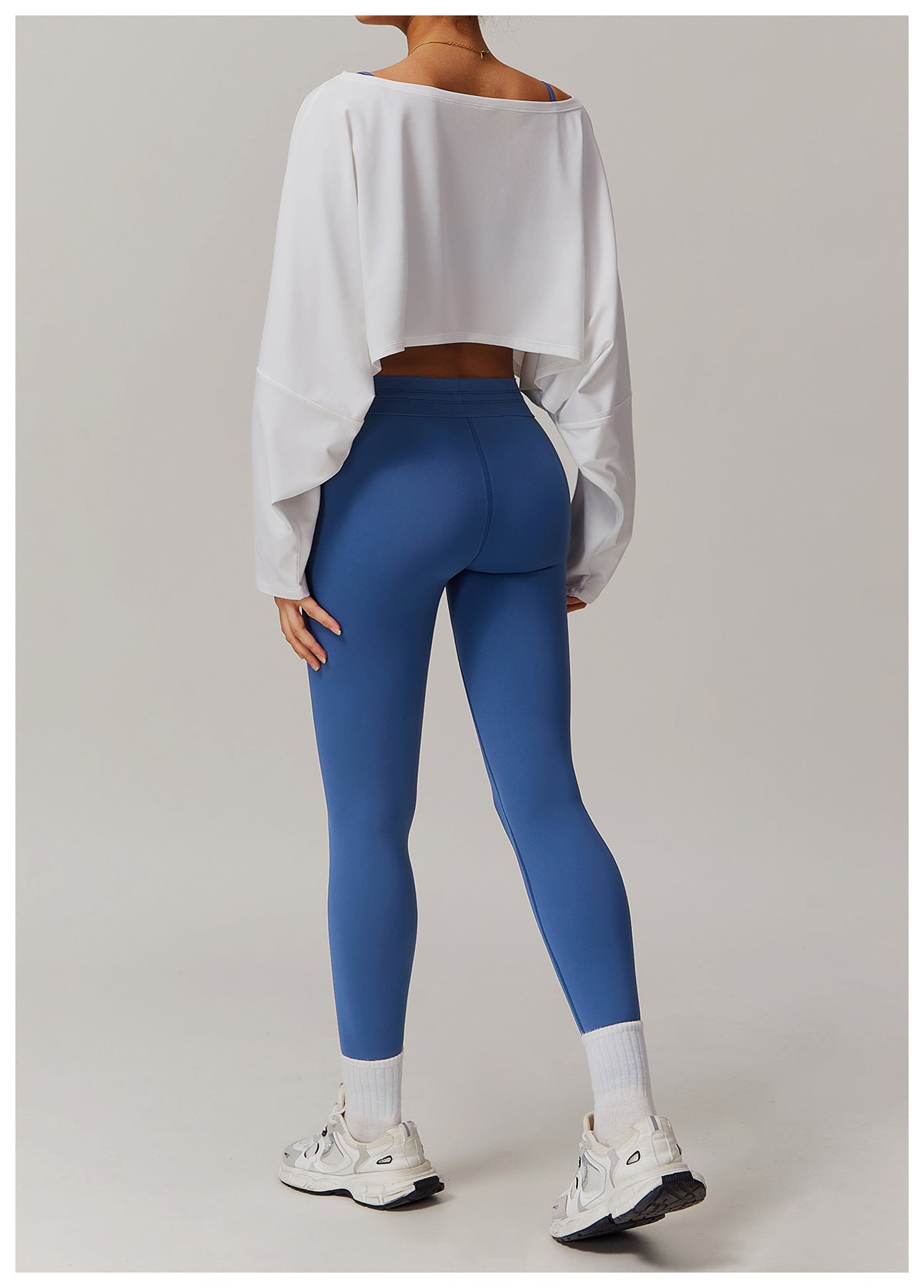 Women's Off-Shoulder Batwing Sleeve Fitness Top – Summer Long Sleeve Yoga Pullover