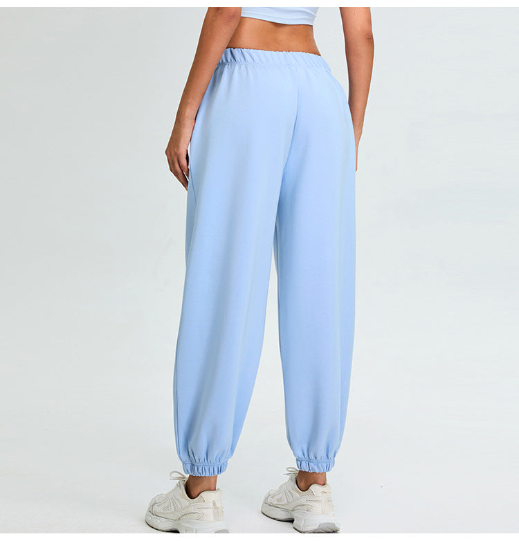 Women's high waist modal cotton cuffed running pants