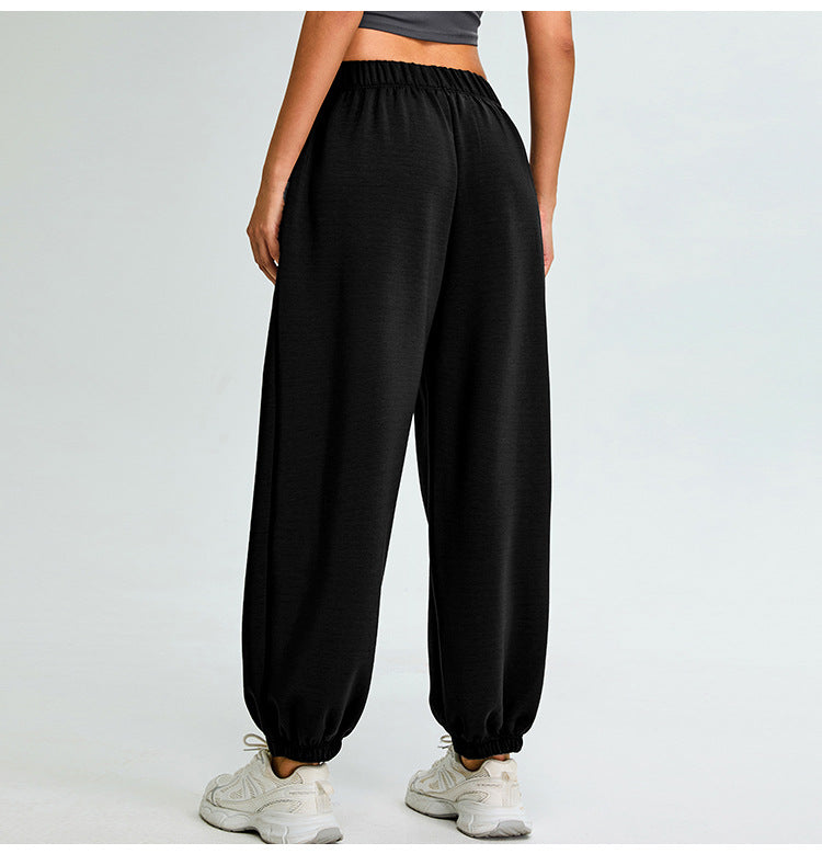 Women's high waist modal cotton cuffed running pants