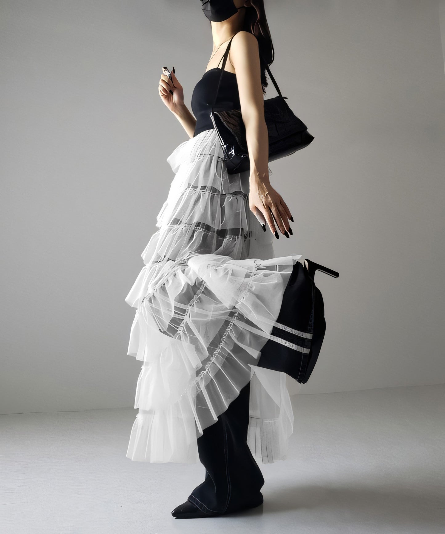 Women's Layered Elastic Waist Puff Tulle A-line Skirt, Sheer Mesh Design for All Occasions