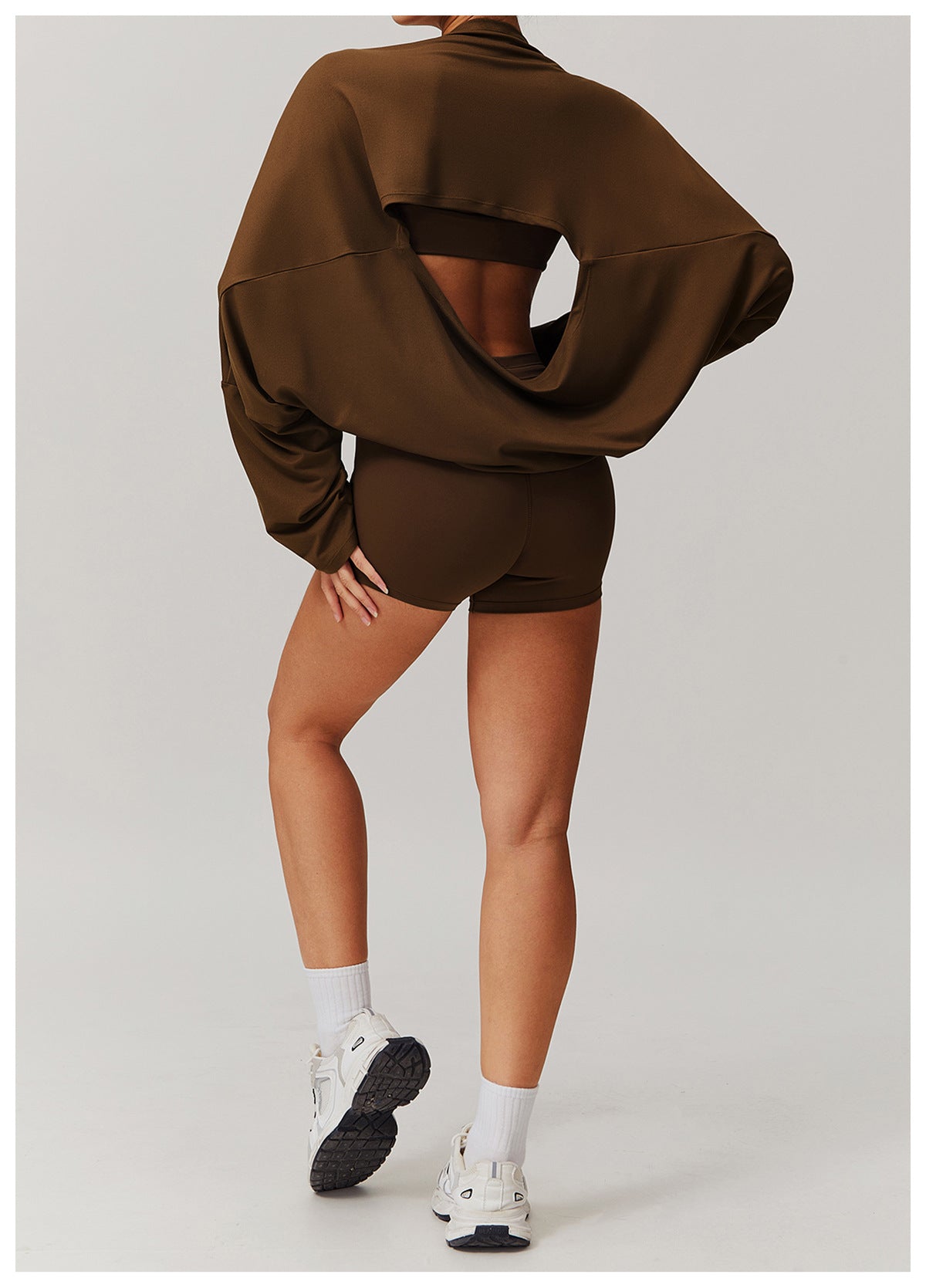 Women's Off-Shoulder Batwing Sleeve Fitness Top – Summer Long Sleeve Yoga Pullover