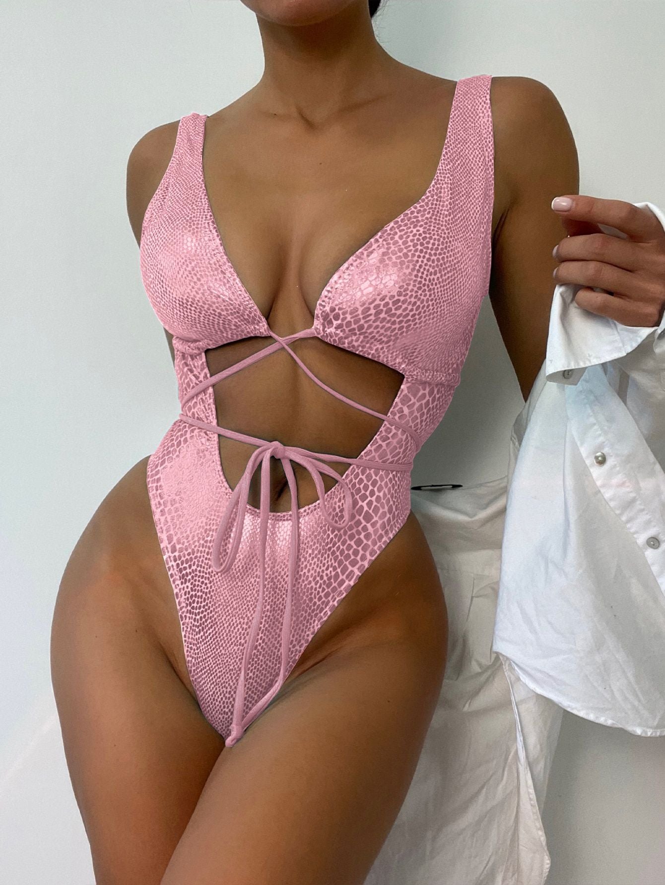 Metallic Snakeskin One Piece Swimsuits