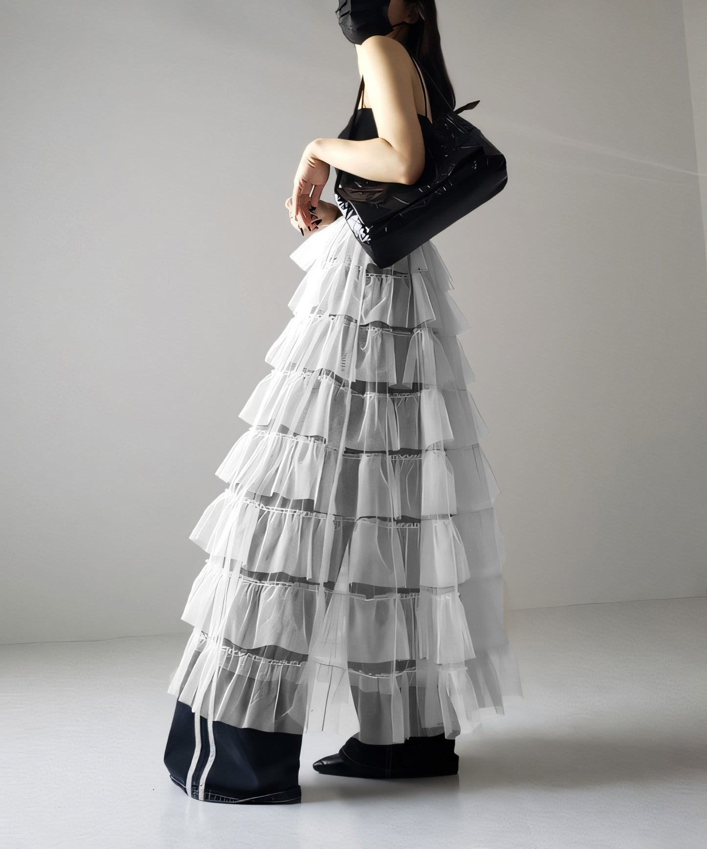 Women's Layered Elastic Waist Puff Tulle A-line Skirt, Sheer Mesh Design for All Occasions