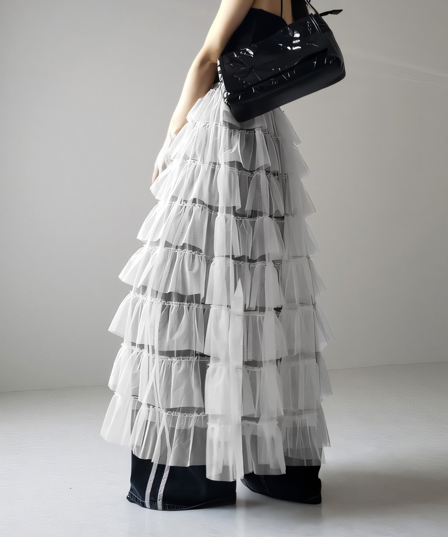 Women's Layered Elastic Waist Puff Tulle A-line Skirt, Sheer Mesh Design for All Occasions