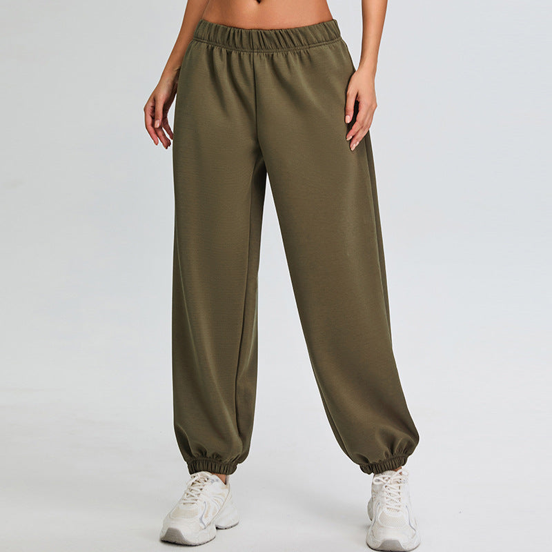 Women's high waist modal cotton cuffed running pants