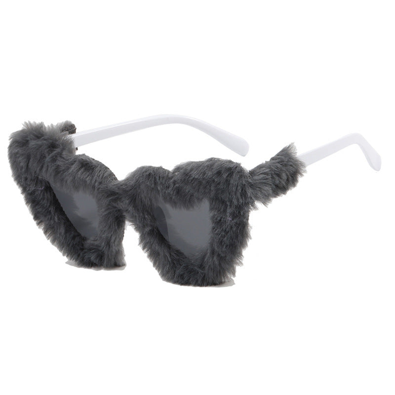 Y2K Style Plush Heart Sunglasses