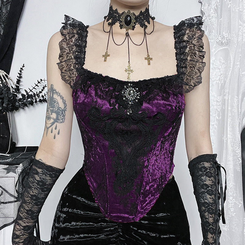 Women's Gothic Bodycon Mermaid Skirt and Lace Strap Set