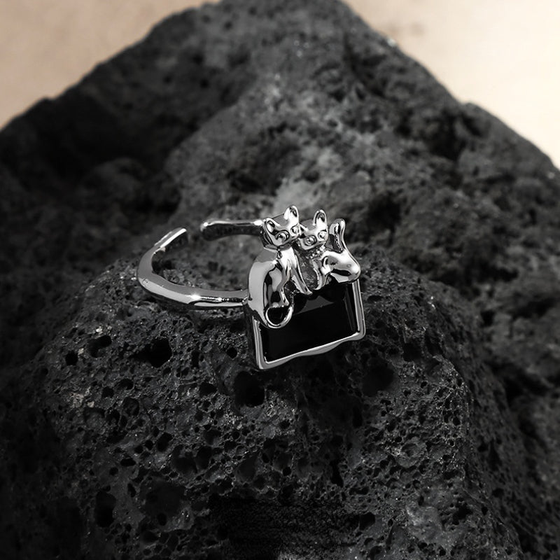 Metallic Cat Open Ring