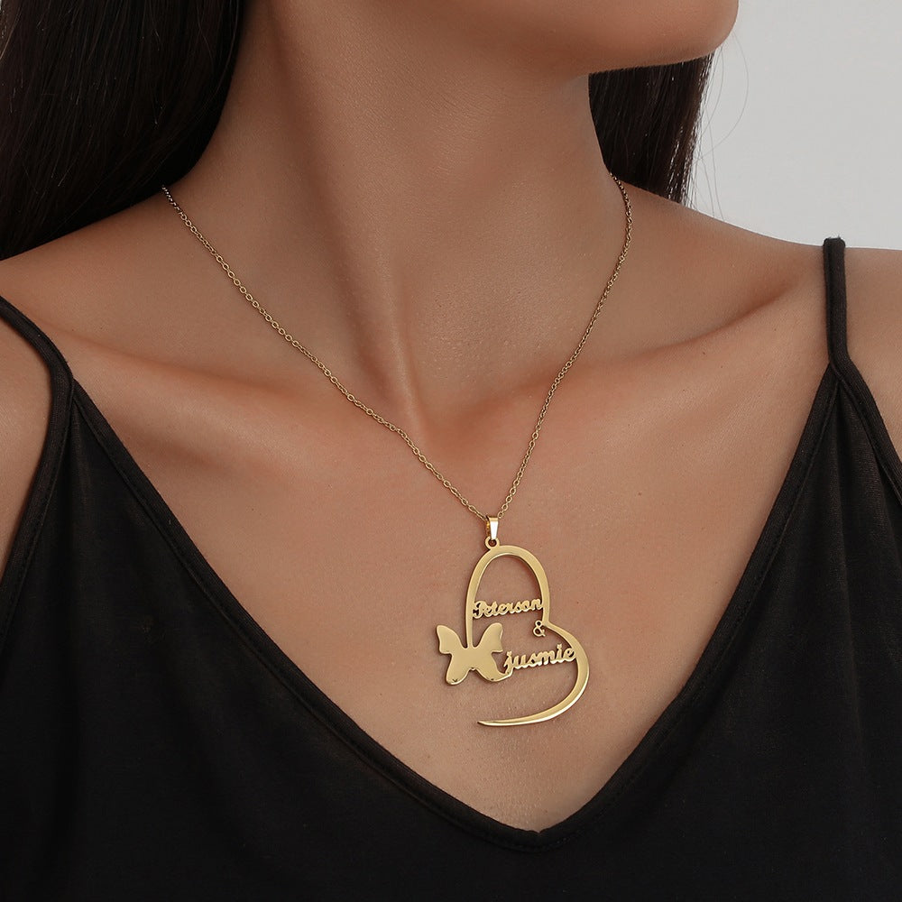 Custom Name Necklace-Butterfly Love