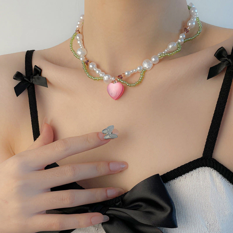 Pink Heart Pendant Necklace - ACC MODE