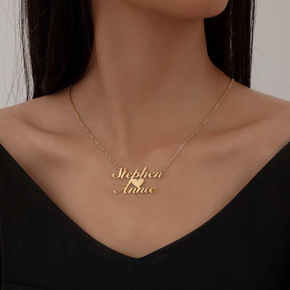 Custom Name Necklace-I Love U