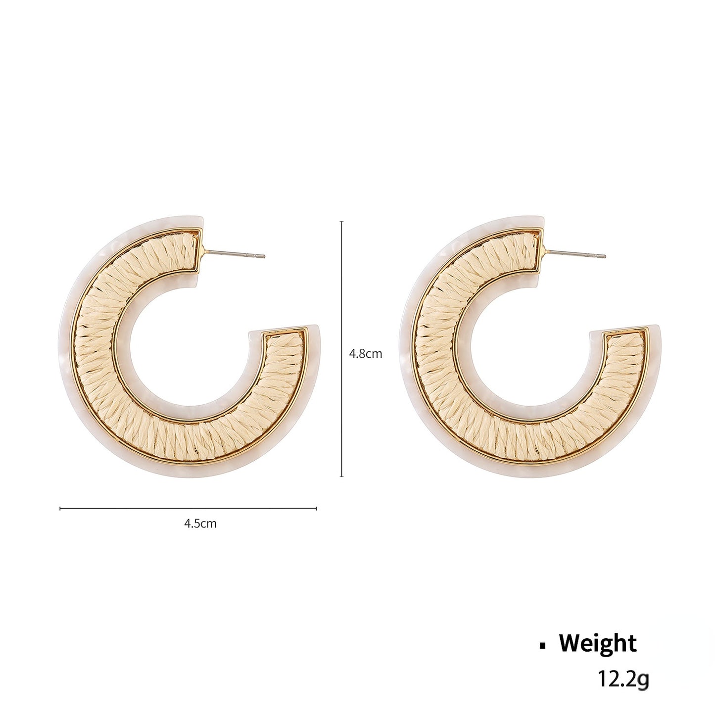 Beach Vacation Style Acetate and Raffia Earrings