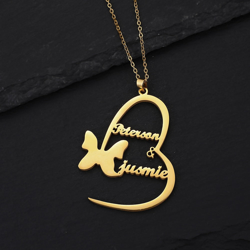 Custom Name Necklace-Butterfly Love