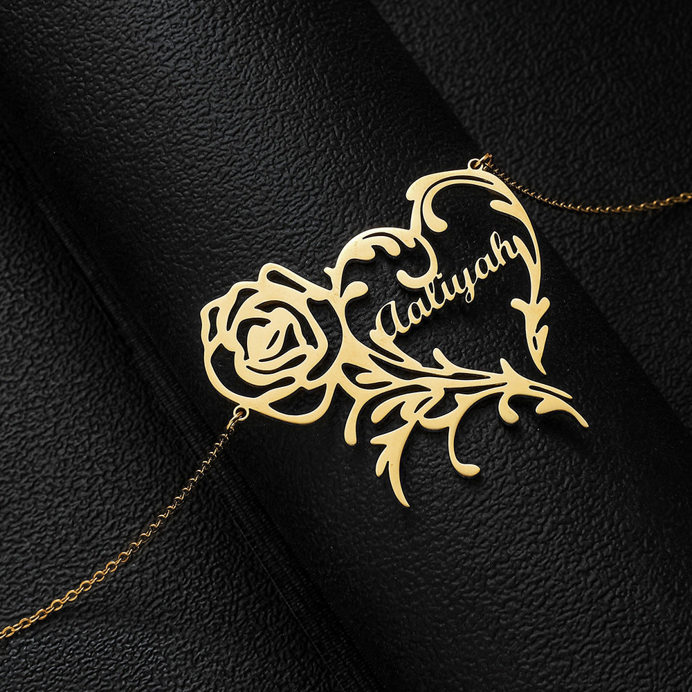 Custom Name Necklace-Rose Love