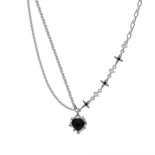 Niche Design Diamond Heart Star Necklace