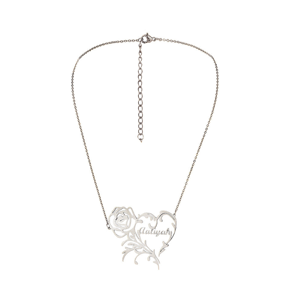 Custom Name Necklace-Rose Love