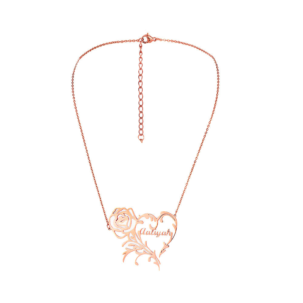 Custom Name Necklace-Rose Love