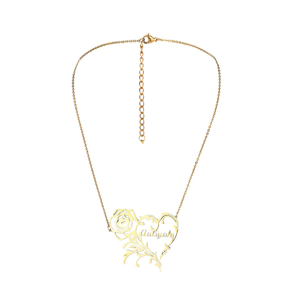 Custom Name Necklace-Rose Love