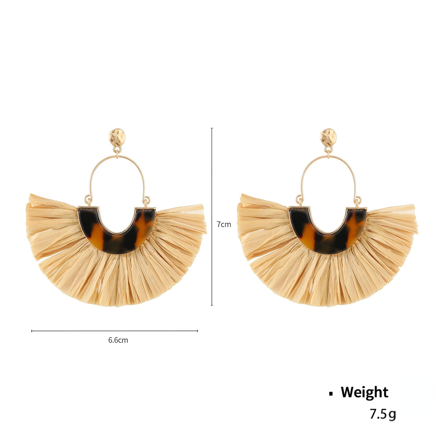 Beach Resort Scalloped Tortoiseshell Acetate and Raffia Earrings