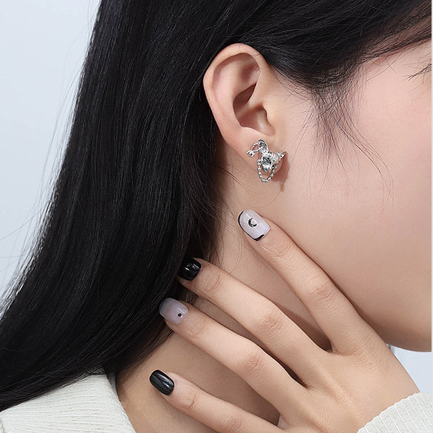Niche Design Hip Hop Cat Earrings