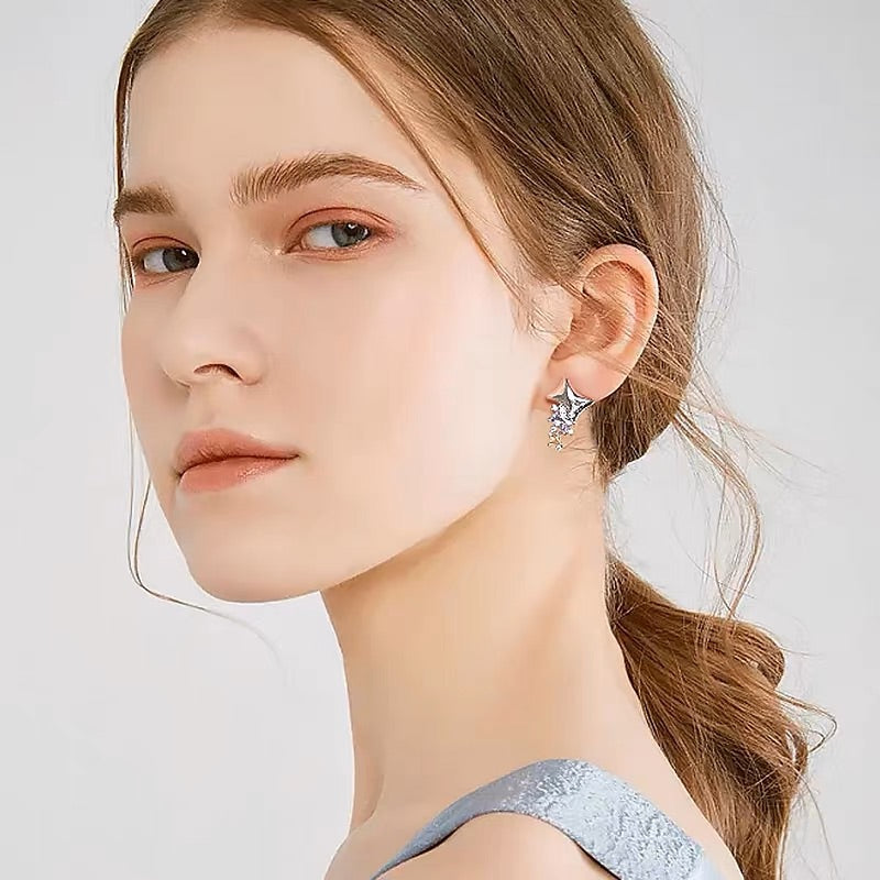 Niche Design Geometric Colored Diamond Earrings